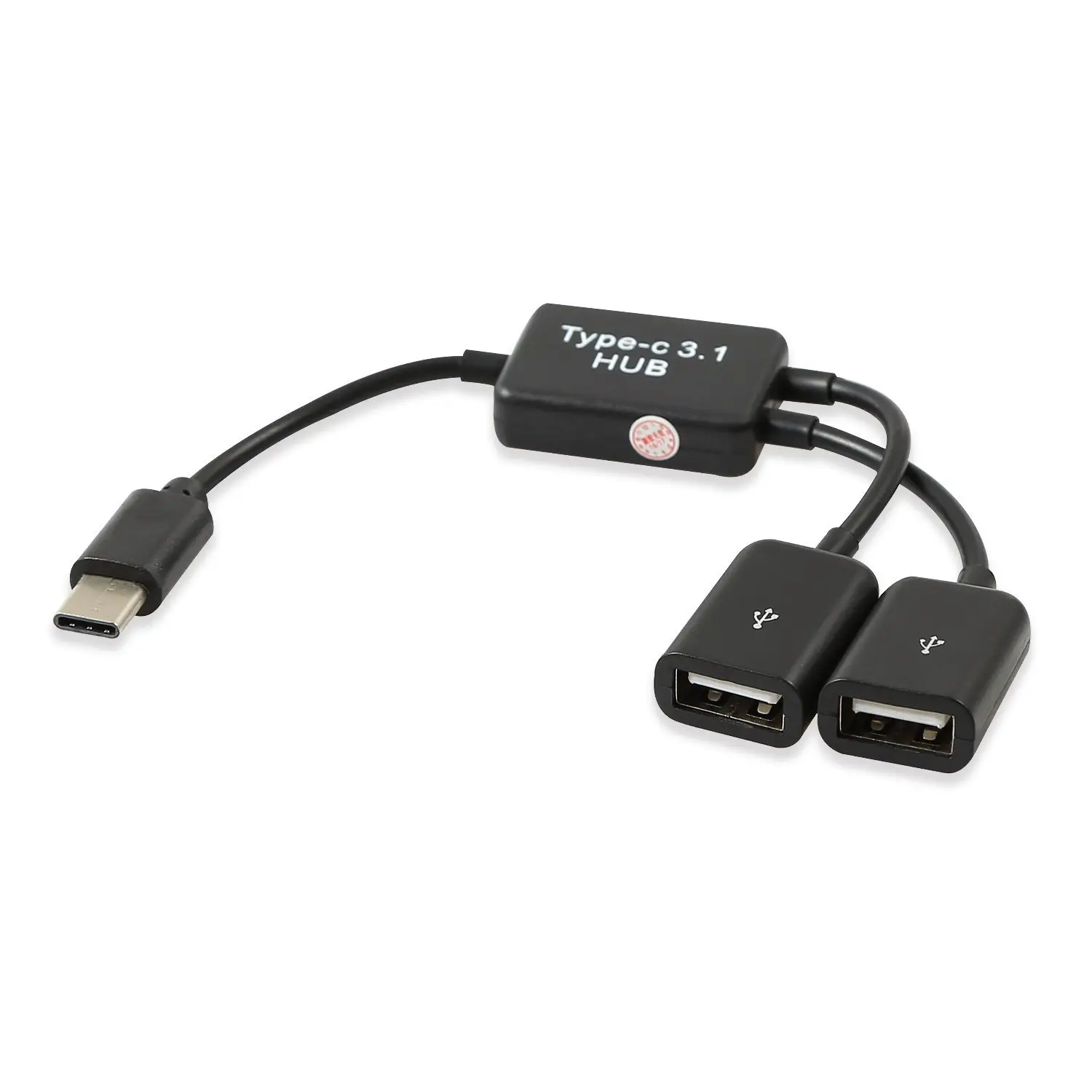 Type-c HUB with OTG USB 3.1 Male to Dual 2.0 Female cable 2 ports hub
