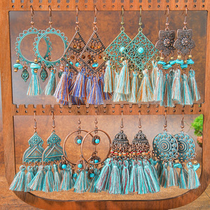 Bohemian Tassel <b>Drop</b> Earrings Alloy Antique <b>Bronze</b> Plated Women's Party Jewelry Summer Beach Accessories - Product Image 1