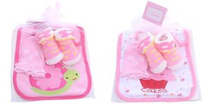 Lot de Chaussettes-Chaussons en Coton pour Bébé + Moufles + Bavoir, Chaussettes Courtes à Motif Dessin Animé pour Bébés, Tout-Petits et Nouveau-nés, Cadeau Expédié Aléatoirement - Product Image 5