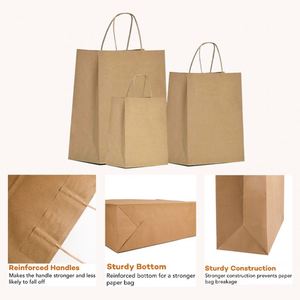Sacs cadeaux en papier kraft recyclable avec poignées, imprimés avec logo personnalisé, pour les expositions et le shopping - Product Image 2