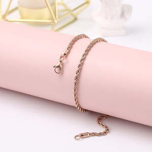 Gold Plated Stainless Steel Classic <b>Rope</b> <b>Chain</b> Necklace for Party | 2mm/3mm Thick 40-55cm Length Wholesale - Product Image 6
