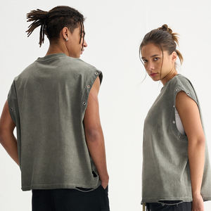 Hot Retro HD Impreso 270g Deportes Algodón Tank Top Sin mangas Hombres Tank Top Transpirable - Product Image 3