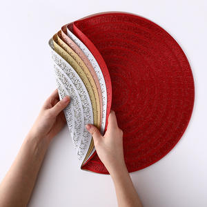 Napperon en <span class=keywords><strong>vinyle</strong></span> tissé Ins rond tissé isolation thermique <span class=keywords><strong>tressé</strong></span> <span class=keywords><strong>tapis</strong></span> de Table rond <span class=keywords><strong>tapis</strong></span> de Table or ruban Pvc Placema - Product Image 2