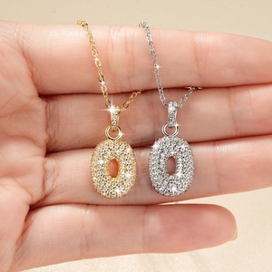 Factory Wholesale Cz Hip Hop Jewelry 14k Gold Filled Micro Pave Zircon Number 0 Pendant Necklace for Women - Product Image 4