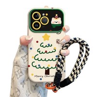 Coques de téléphone portable en TPU pour chien, motif dessin animé arbre de Noël, avec grande fenêtre, finition mate, antichoc et protection souple