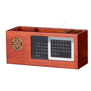 Caja de Almacenamiento de Madera para K-Cups con Calendario Perpetuo, Portalápices, Material de Oficina y Manualidades, Venta al Por Mayor - Product Image 1