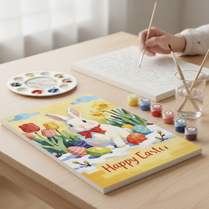 Kit Pittura Fai da Te con <span class=keywords><strong>Numeri</strong></span>: Paesaggi Marini <span class=keywords><strong>Blu</strong></span> e Casa Cartoon per Principianti con Tela Acrilica - Decorazione Casa - Product Image 4