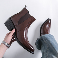 Mocassins de ville pour hommes en cuir de vachette, rehaussants, à enfiler, pour affaires, mariage et marié