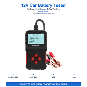 Probador de Baterías de Auto BT201 12V con Pantalla LCD, Detector de Baterías CCA <span class=keywords><strong>AGM</strong></span>, Herramienta de Diagnóstico de Salud de Baterías Portátil, Garantía de 12 Meses - Product Image 1