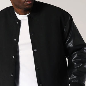 Veste universitaire personnalisée OEM pour hommes, grande taille, en toile, col montant, logo sur le devant, hiver, haute qualité - Product Image 5