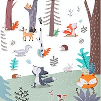 Couette pour bébé et tout-petit sur le thème des animaux Beeweed, couverture de lit pour berceau, couverture de lit pour chambre d'enfant, polyester 84x107cm, animaux de la forêt