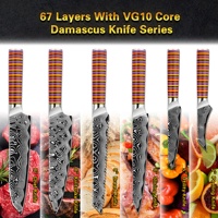 Couteau de chef japonais Gyuto en acier Damas VG10 à 67 couches, à haute teneur en carbone, avec manche Rainbow G10 de 8 pouces, idéal pour les restaurants
