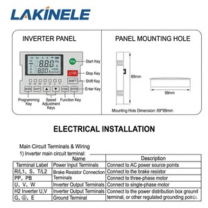 Variateur de fréquence vectoriel LAKINELE haute performance 1,5 kW 2 CV triphasé/monophasé 220 V-380 V, protection IP20, contrôle précis de la vitesse du moteur - Product Image 3