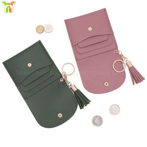 Female Coin <b>Purse</b> with Tassel <b>Small</b> Wallet With Keychain Credit PU Leather Thin Card Holder - Product Image 3
