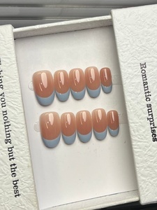 Vente en gros usine 10 pièces Faux <span class=keywords><strong>ongles</strong></span> à presser faits <span class=keywords><strong>main</strong></span>, forme ovale, style French minimaliste, faible MOQ - Product Image 6