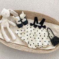 Nouvelle combinaison d'été pour bébé, barboteuse sans manches à pois avec nœud, robe douce pour nouveau-né, vêtements pour bébé fille