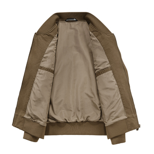 Blouson bomber personnalisé avec logo, pour homme, printemps et automne, en coton lavé, col baseball, coupe ample, décontracté, tendance et confortable. - Product Image 2