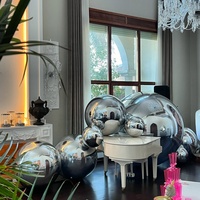 Boule en plastique argentée transparente pour décorations de mariage et événements, boule miroir géante en PVC doré de 2,4-3 m, ballon gonflable brillant, tente globe de neige
