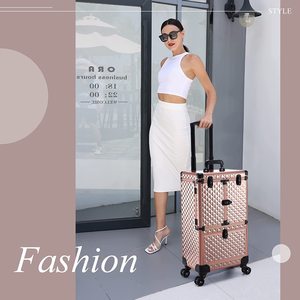 Valigetta per Trucco Oro Rosa con Specchio, Scatola Multistrato Espandibile, <span class=keywords><strong>Kit</strong></span> da Viaggio per Salone di Bellezza Professionale - Product Image 6