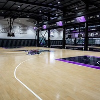 Parquet sportif en érable haute densité Merry Flame - Écologique, résistant au feu, durable, multi-usages, certifié FIBA/BWF