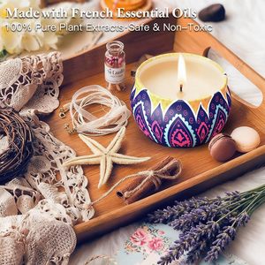 Ventes chaudes, bougies parfumées artisanales personnalisées avec étiquette privée, coffret cadeau de 4 bougies en boîte avec fleurs séchées - Product Image 4