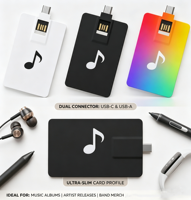 Flash Drive USB Ultra-Slim 2.0 dengan Port USB-A & Type-C, Sempurna untuk Penyimpanan & Cadangan Data Musik, Medis, Seni & Bisnis
