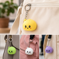 Porte-clés anti-stress en silicone souple de 5 cm, motif dessin animé lumineux avec vapeur, jouet à presser en forme de boulette d'expression, accessoire de sac
