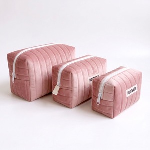 Bolsa de Terciopelo Grande de 21 cm, Color Rosa Empolvado, Bolsa de Aseo Acolchada de Terciopelo, Estuche de Maquillaje con Cierre, Logotipo Personalizado OEM - Product Image 6