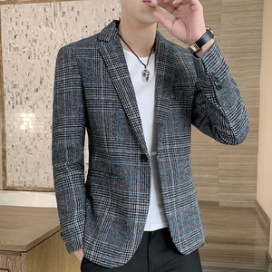 Vente en gros <span class=keywords><strong>Blazer</strong></span> à <span class=keywords><strong>carreaux</strong></span> pour hommes Manteau de sport <span class=keywords><strong>Blazer</strong></span> à <span class=keywords><strong>carreaux</strong></span> coupe ajustée décontracté pour hommes <span class=keywords><strong>Blazer</strong></span> de mariage - Product Image 2