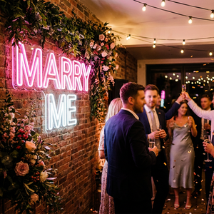 Insegna al Neon Personalizzata 'SPOSAMI' con Cuore Rosa e LED <span class=keywords><strong>Blu</strong></span> Ghiaccio, Insegna Pubblicitaria per Proposte di Matrimonio, Feste, Bar, Decorazioni per la Casa, Sfondo, Manuale Incluso - Product Image 2