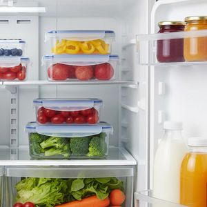 Food Storage Containers Rectangle Plastic Airtight Microwave Safe Refrigerator <b>Lunch</b> Box Bento Fruit Container <b>Set</b> - Product Image 2