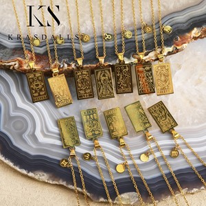 Gioielli di Moda Collana Placcata Oro 18k in Acciaio Inossidabile 316l con Carta dei <span class=keywords><strong>Tarocchi</strong></span> Astrologia <span class=keywords><strong>Oroscopo</strong></span> 12 Segni Zodiacali per Uomo e Donna - Product Image 4