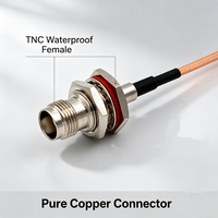 Câble coaxial RF Pigtail Jumper RG316 personnalisé IP67 TNC étanche femelle vers MCX mâle à angle droit 15cm pour communication sans fil