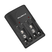 PUJIMAX populaire 6f22 9v chargeur de batterie aa aaa nimh chargeur de batterie rechargeable 4 emplacements chargeur de batterie rapide pour 9v aaa