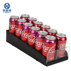 Supermarket Automatic Drink Can Displaying Rack Pusher Roller Glide Product Facing System