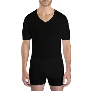T-SHIRT pour homme à <span class=keywords><strong>col</strong></span> en <span class=keywords><strong>V</strong></span> <span class=keywords><strong>profond</strong></span>, haute performance, plus absorbant, confort durable, tissu micromodal, anti-transpiration, grande taille - Product Image 1