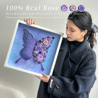 Cadre photo papillon avec rose éternelle, peinture artisanale, coffret cadeau pour décoration intérieure, maman, fille, petite amie, décoration murale