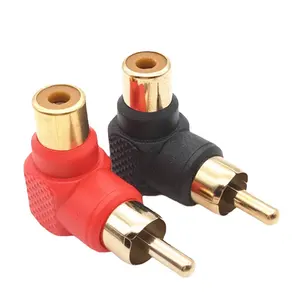 Right Angle L Shape RCA Connector Adapter Gold Plated Jack RCA Male to RCA Female AV Connector 90 Degree Red Black Phono Adapter