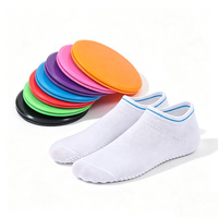Disque de glisse rond pour exercices de yoga, accessoires de fitness avec socquettes antidérapantes pour chevilles