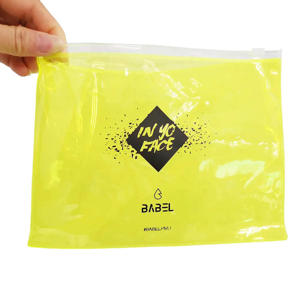 Биоразлагаемая прозрачная желтая ПВХ пластиковая сумка с застежкой-молнией для косметики, купальников, одежды, упаковочные сумки на молнии