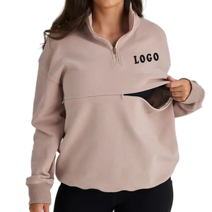 Vente en gros design personnalisé pull-over zippé en polaire douce pour l'hiver pour femmes vêtements de maternité sweatshirts d'<span class=keywords><strong>allaitement</strong></span> - Product Image 1