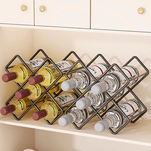 Casier à <span class=keywords><strong>vin</strong></span> en fer rouge, style luxe léger, haut de gamme, moderne et minimaliste, avec grille diamantée inclinée, pour rangement de bouteilles - Product Image 4