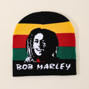 Jacquard Dệt Kim Hat Ngoài Trời Ấm Dành Cho Người Lớn Cá Nhân Hip-Hop Người Đàn Ông Rasta Beanie Trượt Tuyết Mùa Đông Hòa Bình Jamaica Bob Marley Hat - Product Image 6