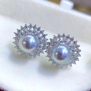 SGARIT bijoux de mode 925 boucles d'oreilles en argent Sterling perle eau de mer 7-8mm naturel japon <span class=keywords><strong>Akoya</strong></span> perle fleur femmes boucles d'oreilles - Product Image 6