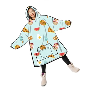 Super Warm Light Weight Grey Oversize Wearable <strong>Blanket</strong> <strong>Hoodie</strong> for <strong>Women</strong> Men Kids Gift Polyester <strong>Blanket</strong> Sweatshirt - Product Image 2