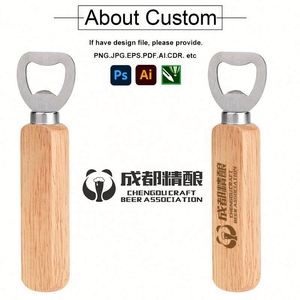 LC631 Customizable Logo Wood Opener Keychain for Bar Corkscrew Party Promotion Gift Advertise Custom Wooden Beer Bottle Opener - Product Image 2