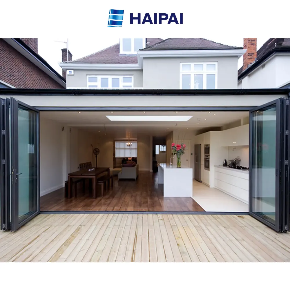 Modern style aluminum alloy folding door price for villa application with folding screen feature