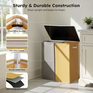 Cesto para Ropa Sucia Grande, Plegable, de 2 Secciones, para Dormitorio, Baño o Habitación - Product Image 2