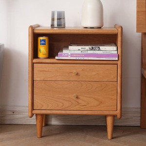 Nordic Style Solid Wood Nightstand With <b>Drawers</b> Bedroom Storage Cabinet For <b>Small</b> Apartment - Product Image 2