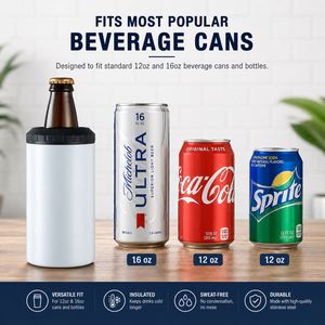 Custom logo Powder Coated Vacuum Insulated Mug 16oz 4 in 1 Can Cooler Stainless Steel Tumbler Tumbler With 2 Lids - Product Image 5